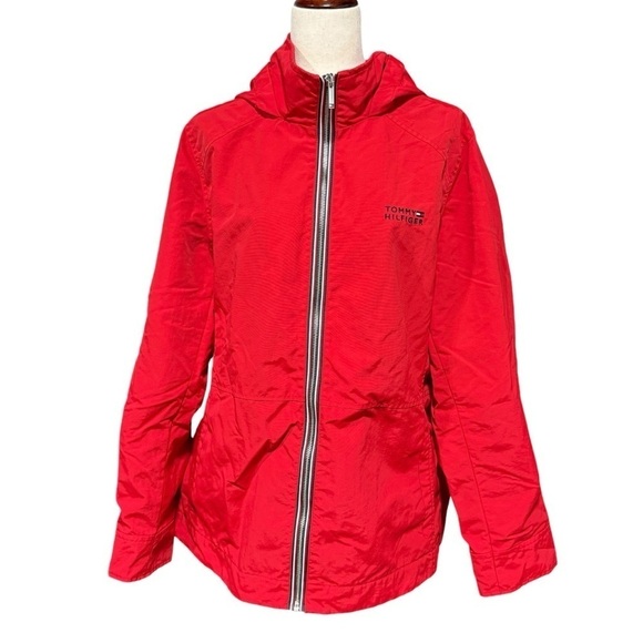 Tommy Hilfiger Jackets & Blazers - Tommy Hilfiger Windbreaker Hooded Nylon Red Zip Up. Women’s Size XXL
